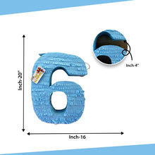 Load image into Gallery viewer, Blue Number Six Pinata, 6th Birthday Celebration Large Number Pinata Kids Party Decor, Solid Color Blank Number Six Themed Fun Party Decor