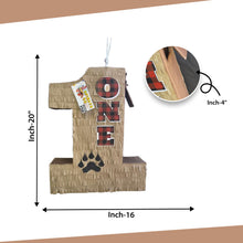 Load image into Gallery viewer, Lumberjack Number One Pinata, Plaid First Birthday Decor, Rustic Lumberjack Party Supplies, Woodland Themed Party Pinata, Bear Paw Kids Gift