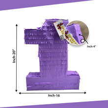 Load image into Gallery viewer, Solid Purple Number One Blank Pinata for First Birthday Party Celebration, Number One Theme Fun Party Gift, Kids 1st Birthday Party Supplies