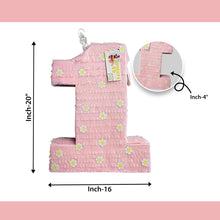 Load image into Gallery viewer, Pink Number 1 Pinata for Kids, First Birthday Party Supply, Handmade Pinata for One Year Old, 1st Birthday Decor, Kids Birthday Party Gift