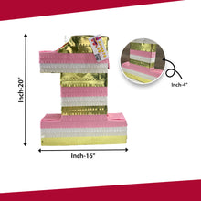 Load image into Gallery viewer, Large Number One Princess Theme Pinata, Number 1 Pinata for 1st Birthday Decor, Gold & Pink Color Pinata for Birthday, 1st Anniversary Gift