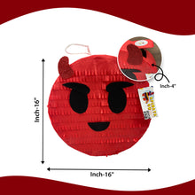 Load image into Gallery viewer, Devil Emoji Pinata, Red and Black Devil Face Pinata, Spooky Themed Halloween Birthday Party Decor, Kids Halloween Party Favor, Gift for Kids