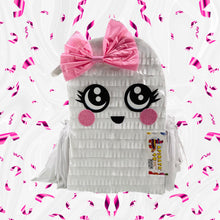 Load image into Gallery viewer, Ghost Pinata with Pink Bow, Girls Birthday Celebration Pinata, Pink Bow Halloween Party Supplies, Kids Party Decoration, Spooky Celebrations