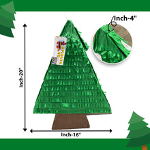 Load image into Gallery viewer, Christmas Tree Themed Pinata, Green and Brown Color Pinata, Holiday Party Celebration, Christmas Party Favor, Woodland Birthday Party Decor