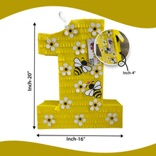 Load image into Gallery viewer, Yellow Number One Pinata Queen Bee Themed Bumblebee Party Supply and Decor, Kids First Birthday Party Decor, Gift for Kids on First Birthday