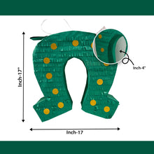 Load image into Gallery viewer, St. Patrick's Horseshoe Green Color Pinata with Shamrock Accents Clover Shamrock Lucky Theme, Green Irish Party Gift, Birthday Celebrations
