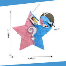 Load image into Gallery viewer, Pink and Blue Star Gender Reveal Pinata, Question Mark Baby Shower Reveal Pinata, Star Themed Gender Reveal Boy or Girl Party Decorations