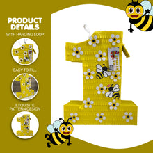 Load image into Gallery viewer, Yellow Number One Pinata Queen Bee Themed Bumblebee Party Supply and Decor, Kids First Birthday Party Decor, Gift for Kids on First Birthday