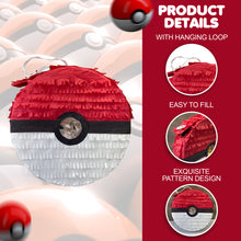 Load image into Gallery viewer, Red and White Ball Pinata, Perfect for Poke Ball Themed Parties, Kids Birthday Celebrations, Fun and Colorful Party Decor, Ready to Ship