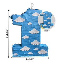 Load image into Gallery viewer, Cloud Themed Number 1 Pinata for 1st Birthday Party Celebrations, Kids Party Supplies, Blue Color Party Decor, Kid's Party Favors, 20 Inches