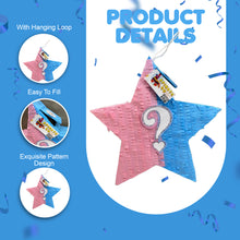Load image into Gallery viewer, Pink and Blue Star Gender Reveal Pinata, Question Mark Baby Shower Reveal Pinata, Star Themed Gender Reveal Boy or Girl Party Decorations