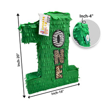 Load image into Gallery viewer, Safari Jungle Themed 1st Birthday Pinata, Animal Print Birthday Party, Perfect for Boys First Birthday Decoration, Wild Party Celebrations