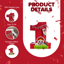 Load image into Gallery viewer, Red Number One Pinata, Kids Birthday Farm Party Decorations, First Birthday Celebration Pinata, Farm Theme Fun Party Supplies, Gift for Kids