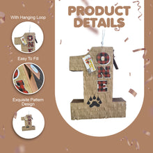 Load image into Gallery viewer, Lumberjack Number One Pinata, Plaid First Birthday Decor, Rustic Lumberjack Party Supplies, Woodland Themed Party Pinata, Bear Paw Kids Gift