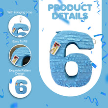Load image into Gallery viewer, Blue Number Six Pinata, 6th Birthday Celebration Large Number Pinata Kids Party Decor, Solid Color Blank Number Six Themed Fun Party Decor