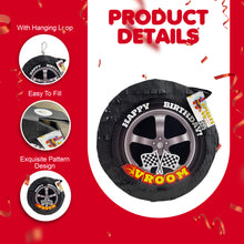 Load image into Gallery viewer, Race Car Tire Pinata, Black Checkered Flag Design, Motorsport Theme Party Decor, Kids Birthday Supply, Speed & Race Track Celebration Pinata