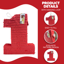 Load image into Gallery viewer, Red Number One Pinata for Kids, 1st Birthday Party Supplies & Decor, Handmade Pinata for One Year Old, Boys and Girls First Birthday Pinata