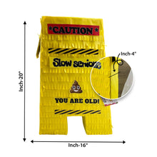 Load image into Gallery viewer, Caution Pinata for Adults, Fun Hazard Warning Party Decor, Yellow Caution Themed Pinata, Birthday Party Supplies, Old Folks Party Favor