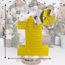 Load image into Gallery viewer, Yellow Number One Pinata, Decorative Party Game for Kids, Perfect First Birthday Celebration Decor, Party Favor Pinata for First Birthday