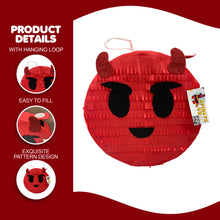 Load image into Gallery viewer, Devil Emoji Pinata, Red and Black Devil Face Pinata, Spooky Themed Halloween Birthday Party Decor, Kids Halloween Party Favor, Gift for Kids