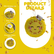 Load image into Gallery viewer, Yellow Smiling Sunshine Pinata, Sun Theme Party Decoration, Tropical Birthday Celebration, You Are My Sunshine, 16-Inch Cute Emoji Decor