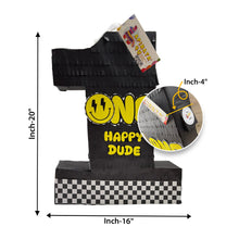 Load image into Gallery viewer, One Happy Dude Number 1 Pinata for 1st Birthday Celebration, Gold and Black Theme Party Decorations, Kids Party Supplies & Favors, 20 Inches