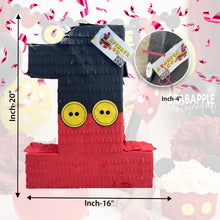 Load image into Gallery viewer, Number One Pinata, Black & Red Mouse Themed 1st Birthday Party Pinata, Kids Party Supplies and Decorations, Perfect Gift for First Birthday