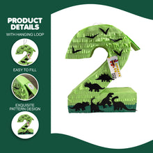 Load image into Gallery viewer, Number Two Green Pinata, Dinosaur Themed, Perfect for Second Birthday, Kids Fun Party Decoration, Dinosaur Birthday Party Supplies and Decor