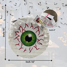 Load image into Gallery viewer, Eyeball Pinata, Spooky Green Eye Design, for Halloween Parties, Monster Themes and Horror Decorations, Fun and Unique Party Supply,16" Size