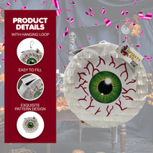 Load image into Gallery viewer, Eyeball Pinata, Spooky Green Eye Design, for Halloween Parties, Monster Themes and Horror Decorations, Fun and Unique Party Supply,16" Size