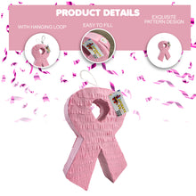 Load image into Gallery viewer, Pink Ribbon Awareness Symbol Pinata, Pancreatic Cancer, Human Trafficking, Lupus Support, Perfect for Fundraising and Gift Giving Supplies