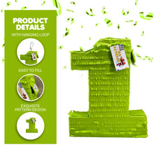 Load image into Gallery viewer, Number One Pinata for First Birthday Party Celebration, Solid Blank Green Color, Great for DIY Themes, Kids Party Supplies, Ready to Ship