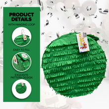 Load image into Gallery viewer, Round Green Pinata, Solid Color Circle Party Decor Baby Showers and Celebrations, Circle Themed Pinata for Fun Parties, Kids Birthday Decor