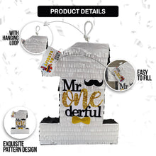 Load image into Gallery viewer, Mr Onederful Themed Number 1 Pinata for 1st Birthday Party Celebration, Kids Party Supplies, Gold & Black Theme Party Decorations, 20 Inches