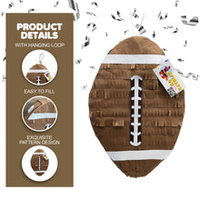 Load image into Gallery viewer, Large Brown Football Pinata, Sports Themed Birthday Party Supplies, Personalized Football Pinata, Football Fans, Ready to Ship Party Decor