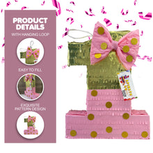 Load image into Gallery viewer, Pink and Gold Number One Pinata with Bow, Princess Theme First Birthday Supplies and Decorations, Kids Party Favor for Birthday Celebration