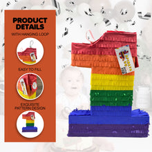 Load image into Gallery viewer, Rainbow Theme Number One Pinata, 1st Birthday Party Decor, Kids Party Supplies, 1st Anniversary Decoration, Fun Party, Birthday Celebration