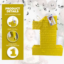 Load image into Gallery viewer, Yellow Number One Pinata, Decorative Party Game for Kids, Perfect First Birthday Celebration Decor, Party Favor Pinata for First Birthday
