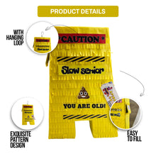 Load image into Gallery viewer, Caution Pinata for Adults, Fun Hazard Warning Party Decor, Yellow Caution Themed Pinata, Birthday Party Supplies, Old Folks Party Favor