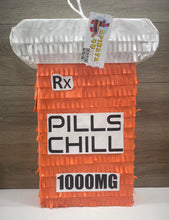 Load image into Gallery viewer, Prescription Pill Bottle Pinata Chill Pills 1000mg Rx, Pharmacy Themed Party Decor, Medicine Bottle for Medical Party Favors Fun Celebrations