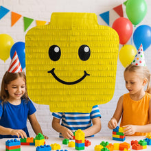 Load image into Gallery viewer, Brick Head Pinata, Block Face Party Decor, Emoji Theme Birthday Gift for Kids, Fun Emoticon for Boys, Construction & Building Block Supplies