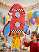 Load image into Gallery viewer, Rocket Ship Pinata 20 Inch – Red Spaceship Pinata, Out of This World Space Astronaut Birthday Party Decoration – view 8