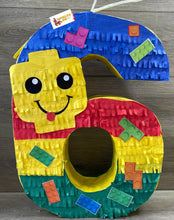 Load image into Gallery viewer, Block Themed Number 6 Pinata for 6th Birthday Colorful Party Decor, Kids Birthday Supplies, Personalized Party Favor, Building Block Pinata
