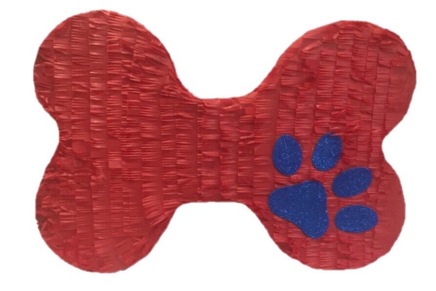 20" Red Dog Bone Pinata Blue Paw For Puppy Birthday Dog Party Supplies