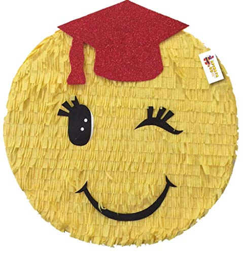 APINATA4U Graduation Emoticon Piñata – Red Cap Design, Handmade For 2025 Grad Parties