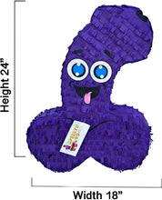 Load image into Gallery viewer, APINATA4U LLC - Penis Adult Pinata | Purple Color | Ideal for Bachelorette Party | Made with High Quality Cardboard | Over The Hill Gag Gift | Size - 20'' Tall | Easy to Use & Fill