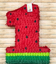 Load image into Gallery viewer, 20” Tall Number One Pinata Watermelon Theme Red Color