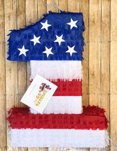 Load image into Gallery viewer, Patriotic Number One Pinata 20” Tall Happy 4th of July
