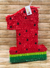Load image into Gallery viewer, 20” Tall Number One Pinata Watermelon Theme Red Color
