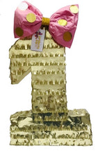 Load image into Gallery viewer, Number One Piñata First Birthday Pink & Gold First Birthday Party Photo Prop